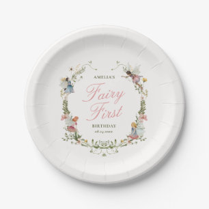 Fairy First Vintage Floral Birthday Paper Plate