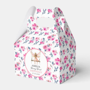 Fairy First Watercolor Floral Girls 1st Birthday Favor Box