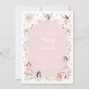 Fairy First Whimsical Floral 1st Birthday Invitation