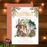 Fairy First Woodland Animals Mushroom 1st Birthday