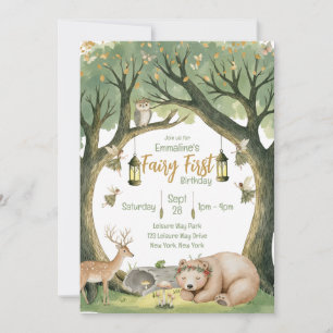Fairy First Woodland Birthday Invitation