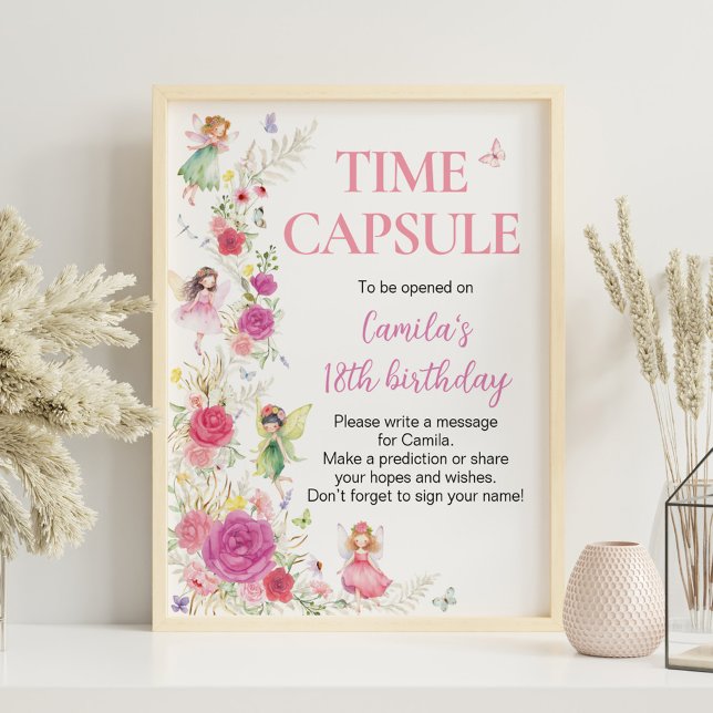 Fairy Floral Birthday Party Time Capsule Sign (Creator Uploaded)