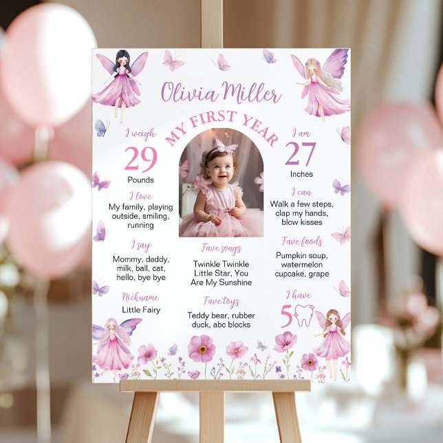 Fairy Floral Butterfly First Year Photo Milestone Poster (Creator Uploaded)