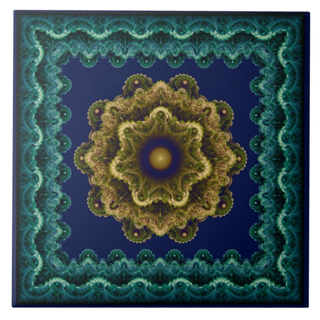 Fairy floral framed fractal pattern tile (Front)