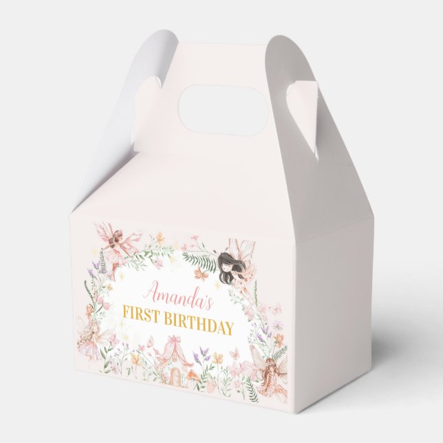 Fairy Floral Garden First Birthday Favour Box (Front Side)