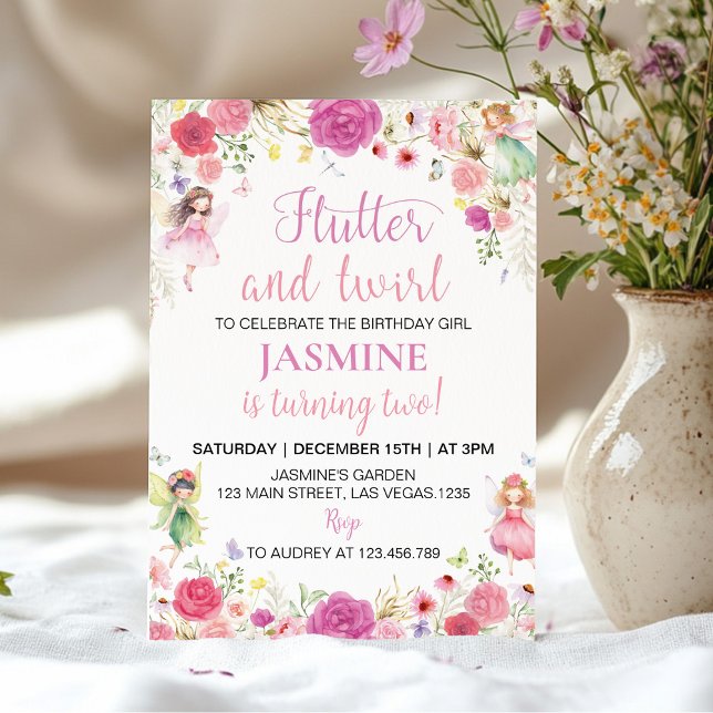 Fairy Floral Garden Invitation du 2e anniversaire (Créateur téléchargé)