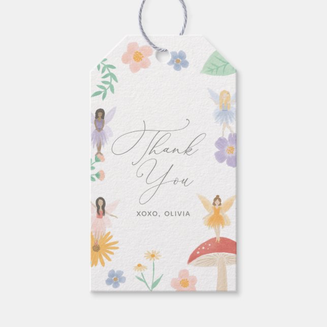 Fairy Floral Girl Birthday Party Gift Tags (Front)