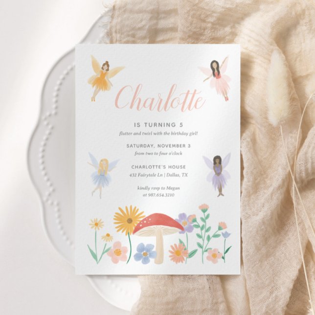 Fairy Floral Girl Birthday Party Invitation (Creator Uploaded)