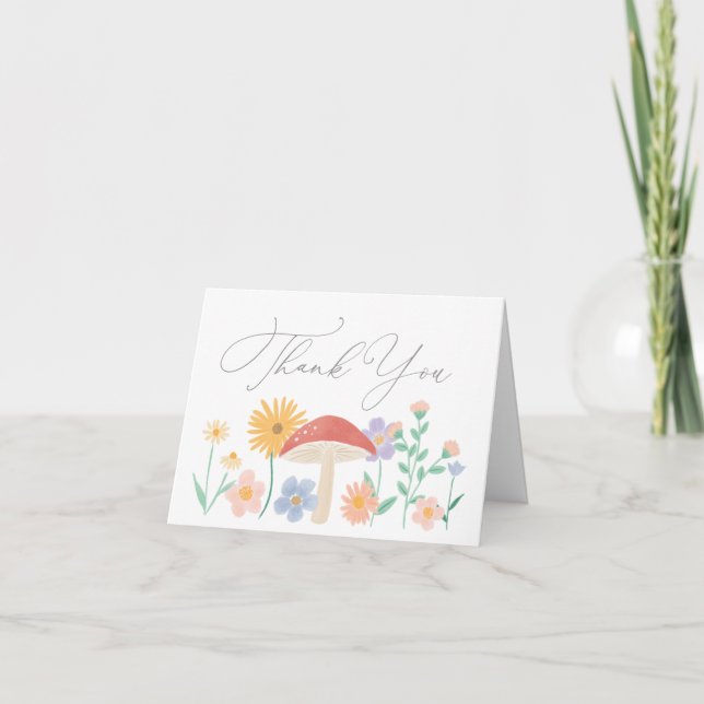 Fairy Floral Girl Birthday Party Thank You Card (Front)