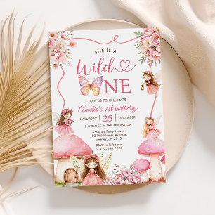 Fairy Floral Girls 1st Birthday Party Invitation
