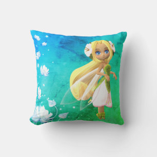Fairy Floral Personalized Name Throw Pillow