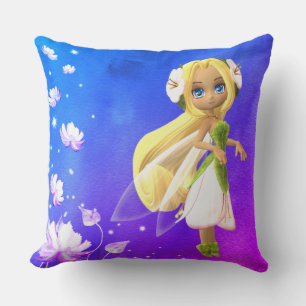 Fairy Floral Personalized Name Throw Pillow