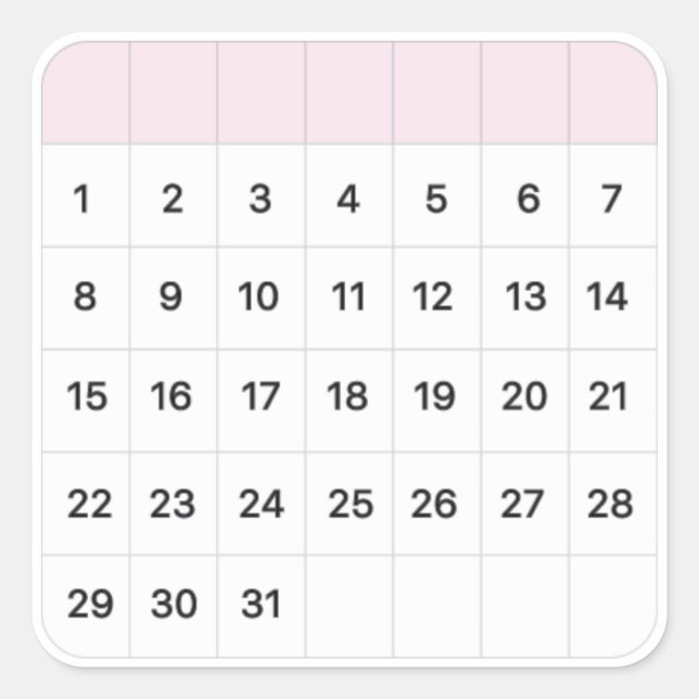 Fairy Floss Monthly Calendar Square Sticker (Front)