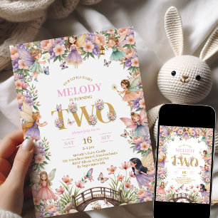 Fairy flower 2nd birthday Invitation