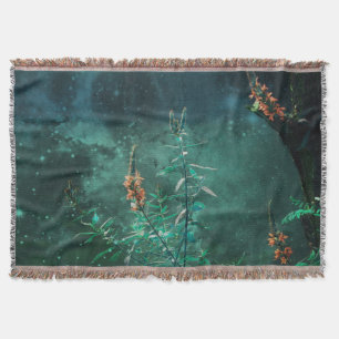 Fairy Flowers in the Jade Moonlight Throw Blanket