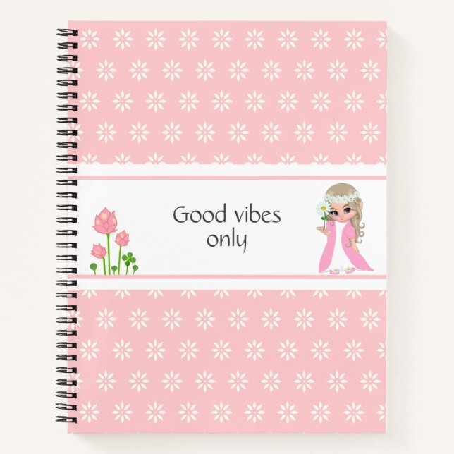 Fairy & Flowers on Light Pink Notebook (Front)