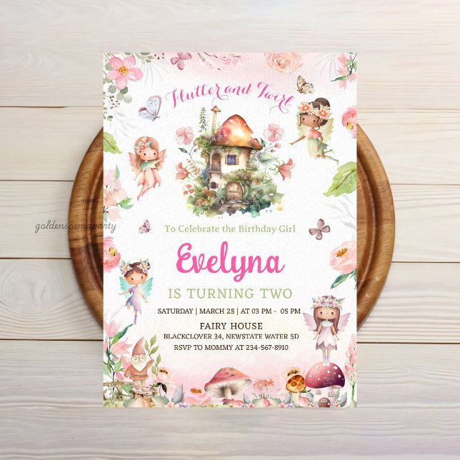 Fairy Flutter And Twirly Birthday Party Invitation (Fairy Flutter And Twirly Birthday Party Invitation
)