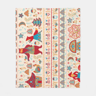 Fairy Forest Animals: Beige Background Fleece Blanket