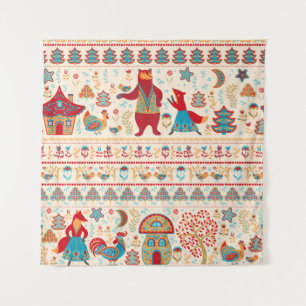 Fairy Forest Animals: Beige Background Tapestry