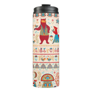 Fairy Forest Animals: Beige Background Thermal Tumbler