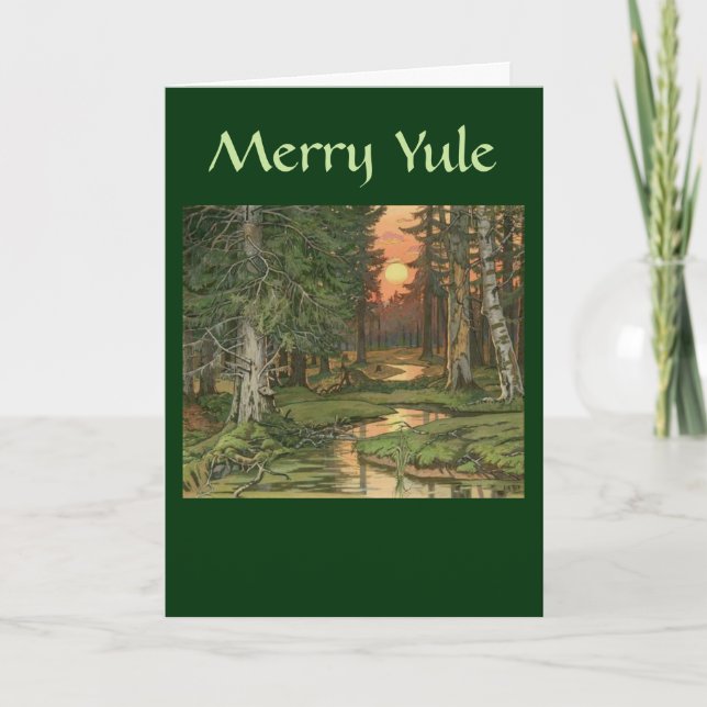 "Fairy Forest at Sunset" - Carte Joyeux Yule (Devant)