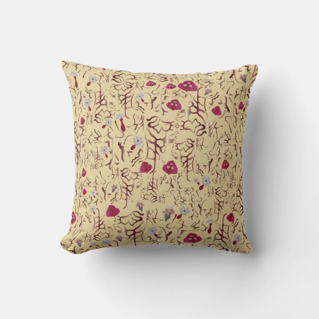 Fairy Forest Flowers Throw Pillow (Front)