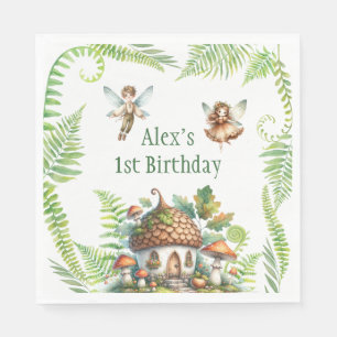Fairy Forest Garden Gender Neutral 1st Birthday Napkin