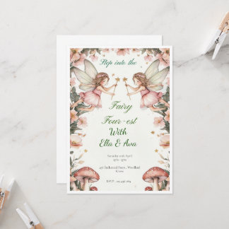 Fairy FOUR-est Birthday Invitation – Editable Twin