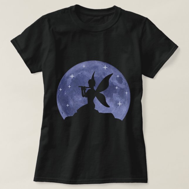 Fairy Full Moon Elf Moon Magic Fairy with Fairy Wi T-Shirt (Design Front)