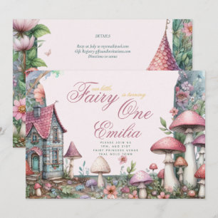 Fairy Garden 1st Birthday or EDIT AGE Teal Gold Invitation