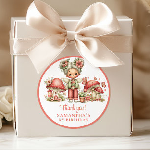 Fairy Garden 7th Birthday Cute Floral Favour Stick Classic Round Sticker