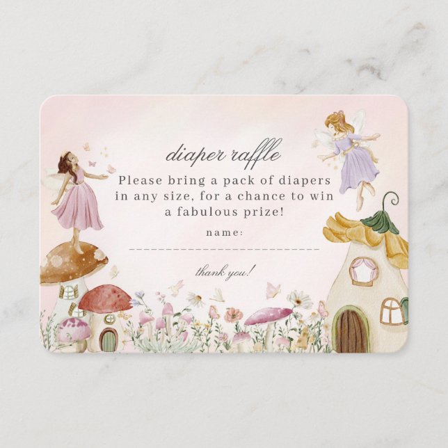 Fairy Garden Baby Diaper Raffle Invitation Inserti (Devant)