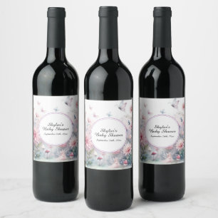 Fairy Garden Baby Shower Wine Label