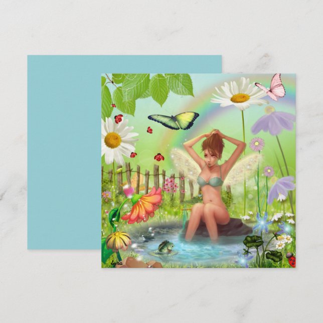 Fairy Garden Bath Fantasy Card (Front/Back)