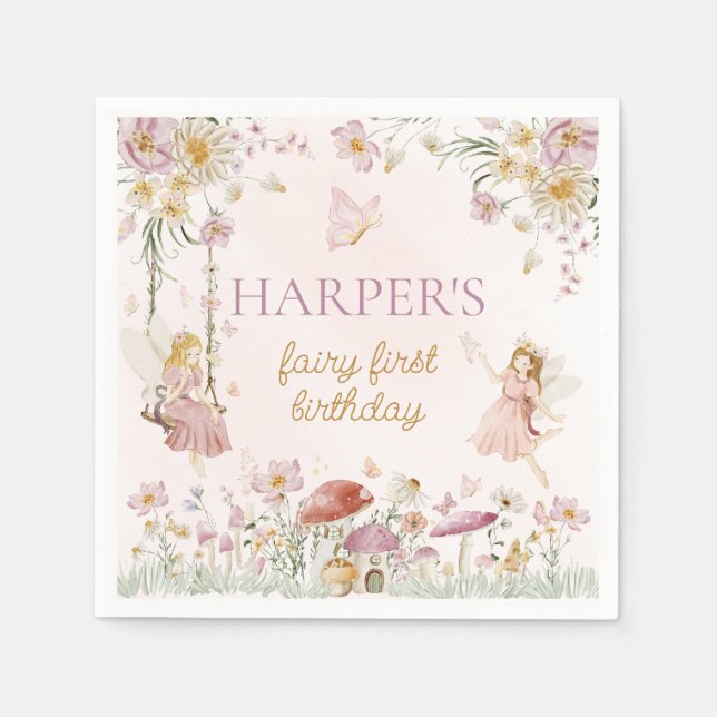 Fairy Garden Birthday Napkin (Front)