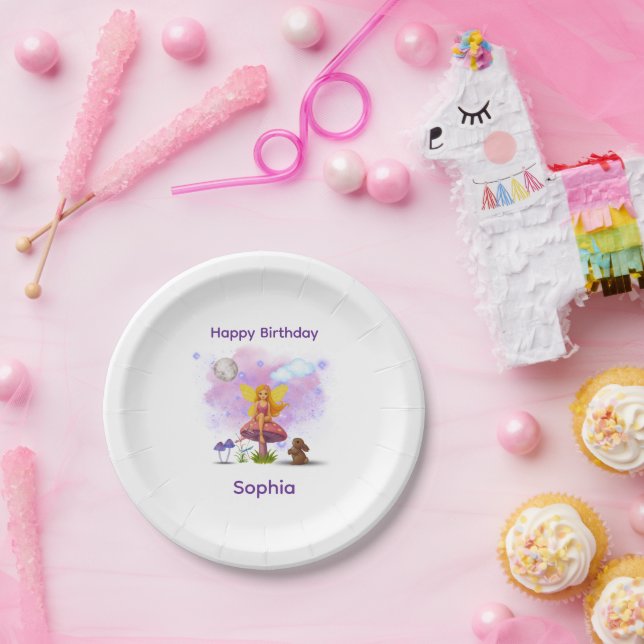 Fairy Garden Birthday Paper Plate (Party)