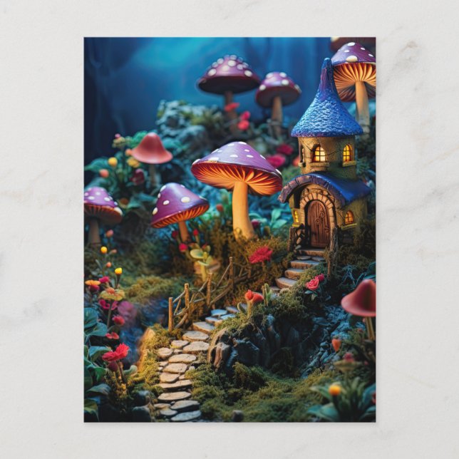 Fairy Garden Cottage Magical Enchanted Forest Postcard (Front)