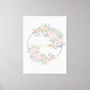 Fairy garden elegant pattern of rose flower classi canvas print
