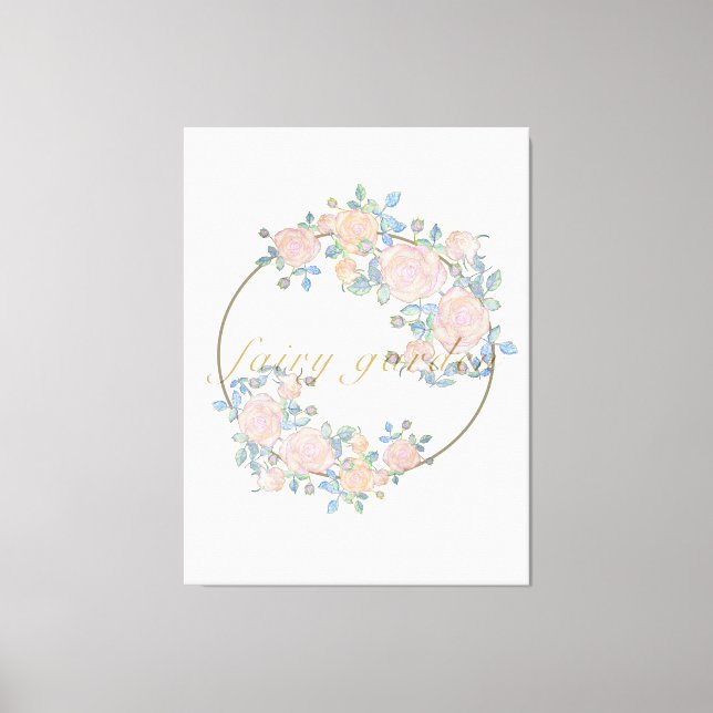 Fairy garden elegant pattern of rose flower classi canvas print (Front)