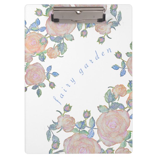 Fairy garden elegant pattern of rose flower classi clipboard (Front)