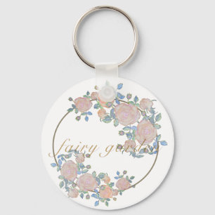 Fairy garden elegant pattern of rose flower classi keychain