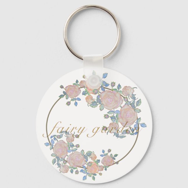 Fairy garden elegant pattern of rose flower classi keychain (Front)