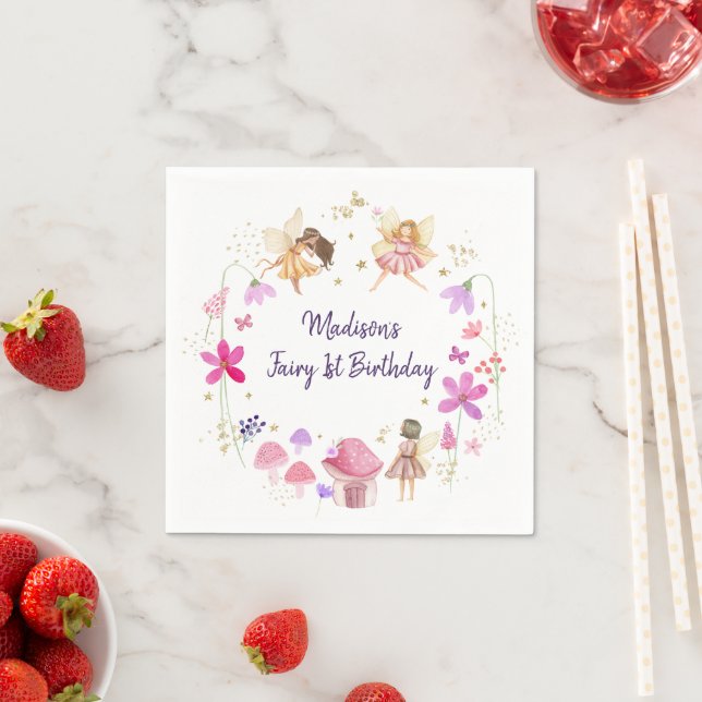 Fairy Garden Floral Birthday Napkin (Insitu)