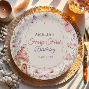 Fairy Garden Floral Girls Birthday Paper Plate