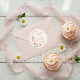 Fairy Garden Girl Birthday Party Classic Round Sticker