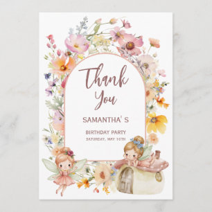 Fairy Garden Mushroom First Birthday Thank You Card