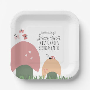 Fairy Garden Mushrooms Ladybugs Butterflies Paper Plate