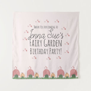 Fairy Garden Mushrooms Ladybugs Butterflies   Tape Tapestry