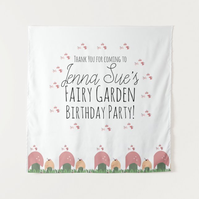 Fairy Garden Mushrooms Ladybugs Butterflies   Tapestry (Front)