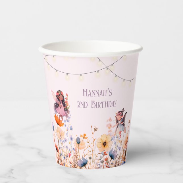 Fairy Garden Pastel Magic Birthday Paper Cups (Front)